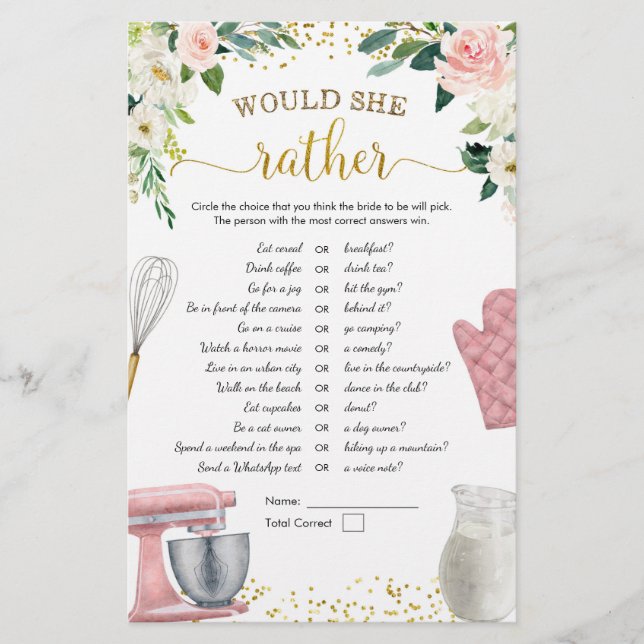 Kitchen Brautparty würde sie lieber Spiele (Vorderseite)