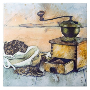 Kitchen Coffee Grinder Kitchenette Food Art 6" Fliese