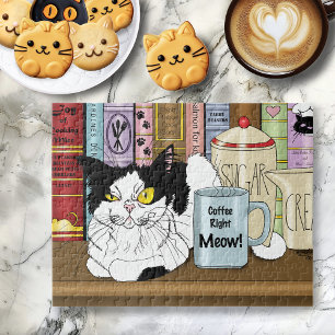 Kitchen Coffee Tuxedo Cat Puzzle