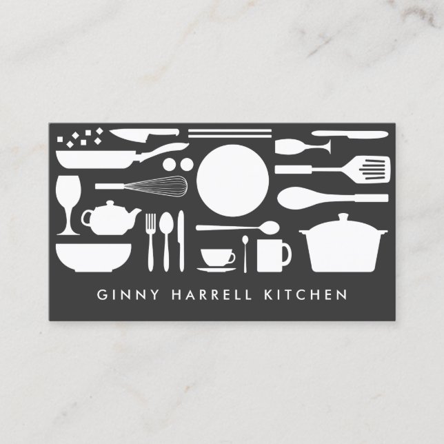 Kitchen Collage on Dark Gray Visitenkarte (Vorderseite)