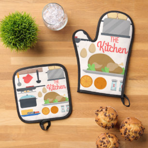 Kitchen Comfort: Filz-Pot-Holder & Oven-Mitt-Gesch Ofenhandschuh & Topflappen-Set