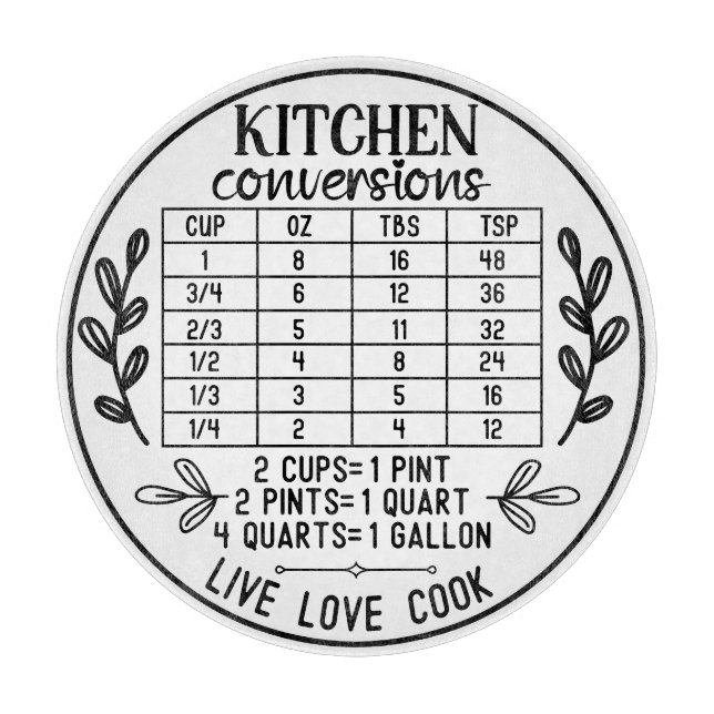 Kitchen Conversions Live Laugh Cook Cutting Board Schneidebrett (Vorderseite)