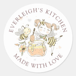 Kitchen Fairy Bee Honey Jar Labels Runder Aufkleber