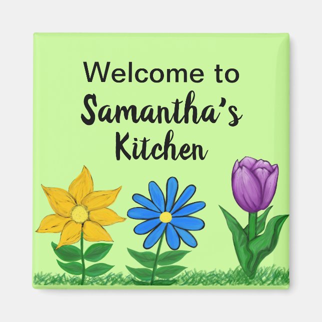 Kitchen Floral Garden Personalisierte Namensmagnet Magnet (Vorne)