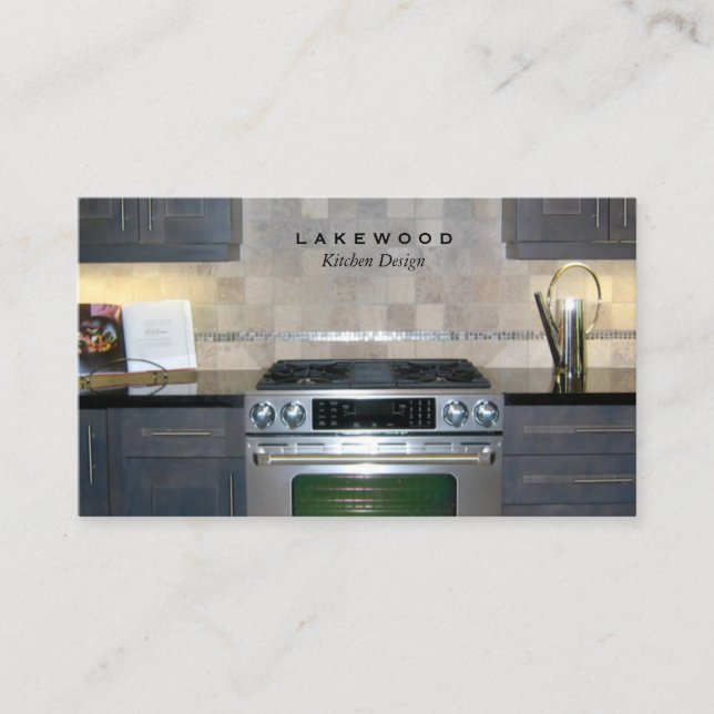 Kitchen Foto Business Card Taupe Visitenkarte (Vorderseite)