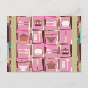 Kitchen Gadgets - rosa Postkarte (oder Rezeptkarte