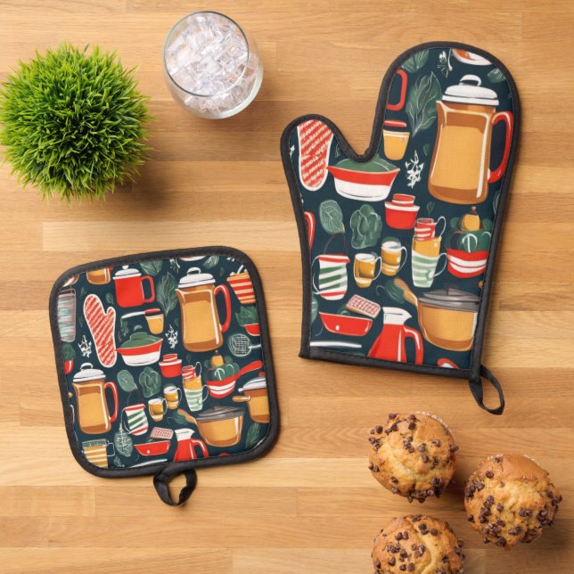 Kitchen Guardian Oven Mitt and Pot Holder Set (Oben Unten)