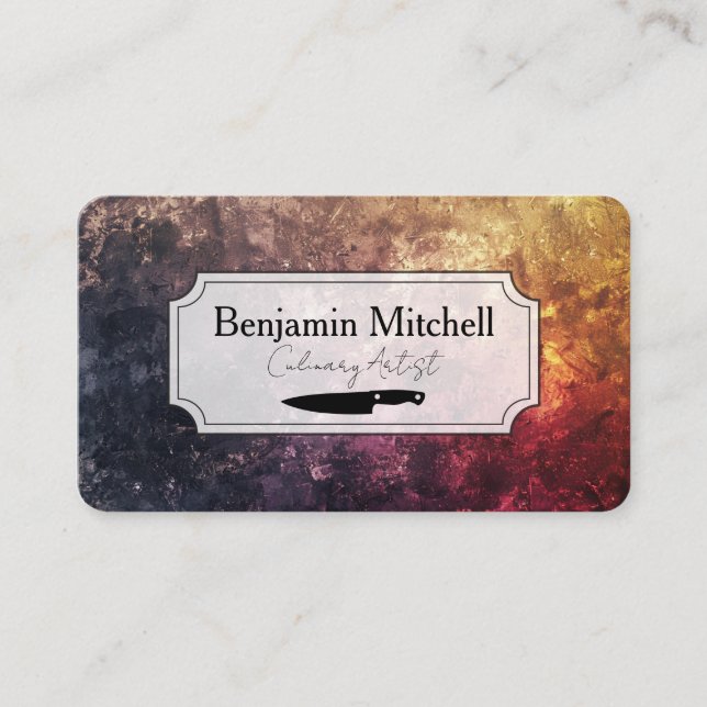 Kitchen Knife | Chef | Artistic Background Visitenkarte (Vorderseite)