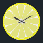Kitchen Lemon Fruchtwand Uhrengeschenk Große Wanduhr<br><div class="desc">Eine hellgelbe Zitronenscheibe schmückt diese Uhr. Das Design stammt aus der Originalkunst.</div>