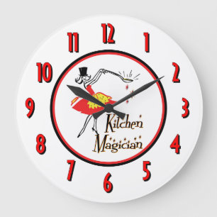 Kitchen Magician Red Numbers Wall Clock Große Wanduhr
