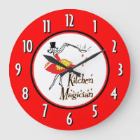 Kitchen Magician Red White Numbers Wall Clock