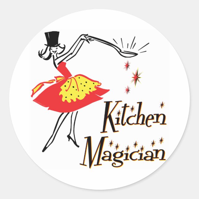 Kitchen Magician Retro Kochen Sprichwort Runder Aufkleber (Vorderseite)