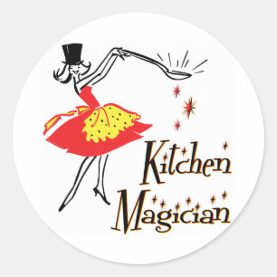 Kitchen Magician Retro Kochen Sprichwort Runder Aufkleber