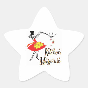 Kitchen Magician Retro Kochen Sprichwort Stern-Aufkleber