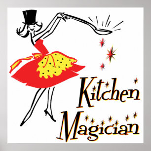Kitchen Magician Retro Kochkunst Poster