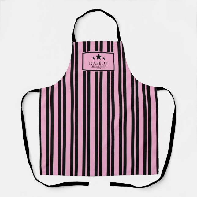 Kitchen Master Stars Black & Pink Apron Schürze (Vorderseite)