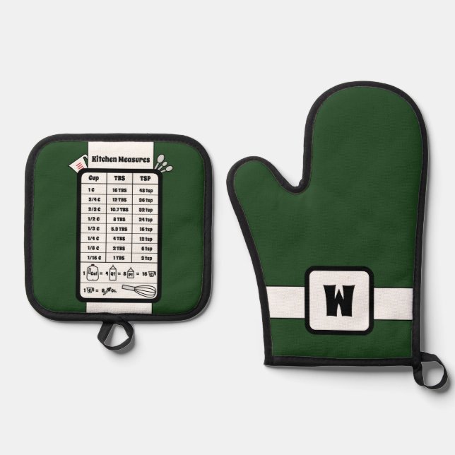 Kitchen Measurement Helper in Forest Ofenhandschuh & Topflappen-Set (Vorderseite)