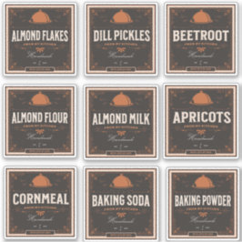 Kitchen Pantry Label Set 1 Vintages dunkles Papier