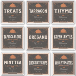 Kitchen Pantry Label Set 3 Vintages dunkles Papier