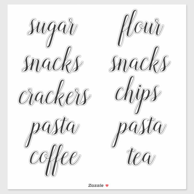 Kitchen Pantry Organisation Script Label Sticker (Blatt)