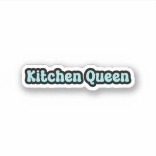 Kitchen Queen Blue Retro Text Aufkleber