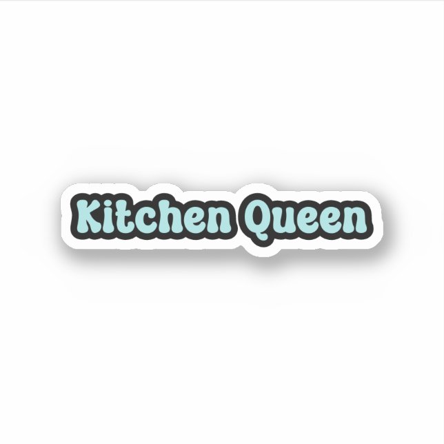 Kitchen Queen Blue Retro Text Aufkleber (Vorderseite)