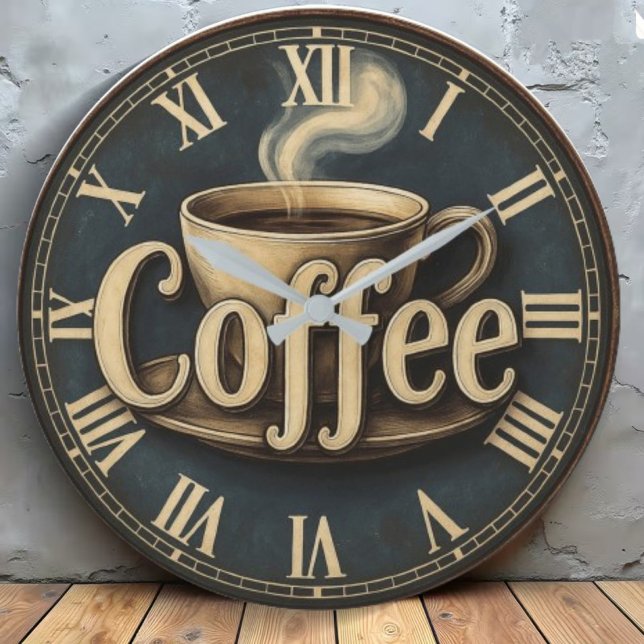  Kitchen retro Vintage Coffee Große Wanduhr (Von Creator hochgeladen)