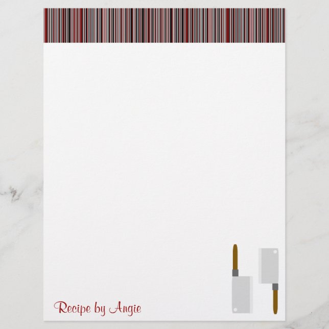 Kitchen Stripes Red Rezept Papier (Vorderseite)