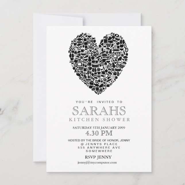 Kitchen Tee Brautparty Party Einladung (Vorderseite)