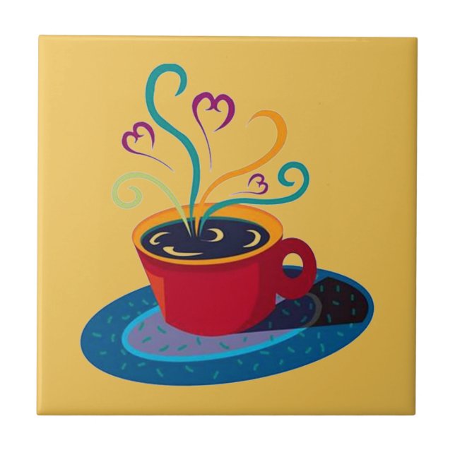 Kitchen Tile Trivet Kaffee Cup Liebe Tee Bar Kriec Fliese (Vorderseite)