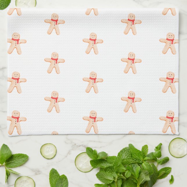 Kitchen Towel - Christmas Gingerbread Man Pattern Geschirrtuch (Gefaltet)