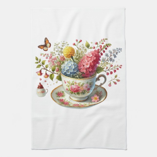 Kitchen Towels-Hello Spring Floral Kitchen Towels Geschirrtuch (Vertikal)