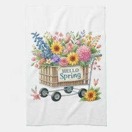 Kitchen Towels-Hello Spring Floral Kitchen Towels Geschirrtuch
