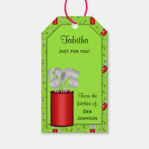 Kitchen Utensid, grünes Hang TAG/GIFT TAG TEMPLATE Geschenkanhänger