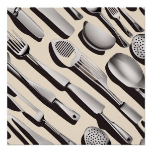 Kitchen Utensil Thema Umverpackungspapier Poster