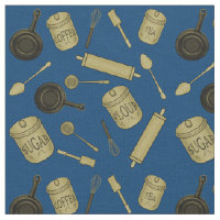 Kitchen Utensitern Muster - Sepia auf Dunkelblau