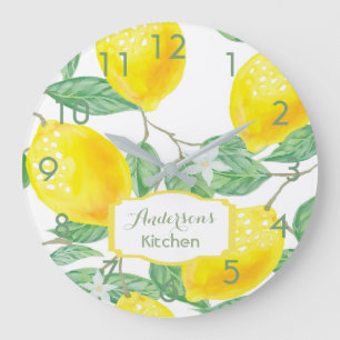 Kitchen wall clock lemons name große wanduhr