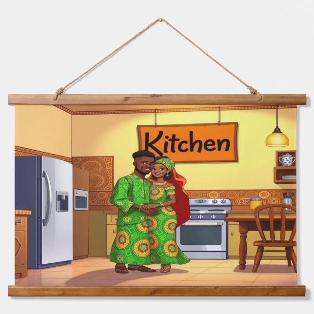 KITCHEN Wall Tapestry Wandteppich Mit Holzrahmen (Vorne)