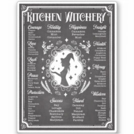 Kitchen Witchery Magic Wissensdiagramm Aufkleber