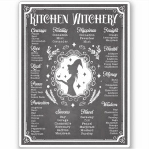 Kitchen Witchery Magic Wissensdiagramm Aufkleber