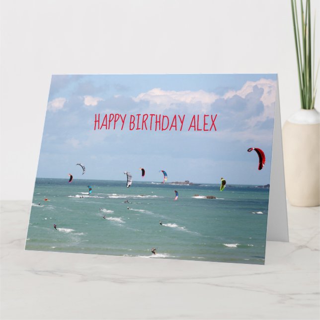 Kite Boarding Race Happy Birthday personalisiert C Karte (Vorderseite)