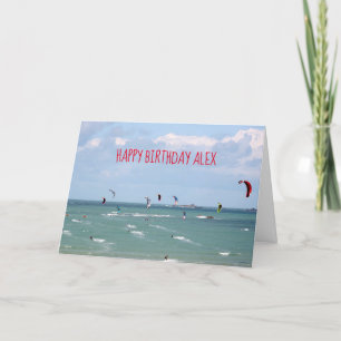 Kite Boarding Race Happy Geburtstag personalisiert Karte
