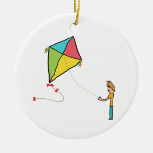 Kite Flying Keramik Ornament