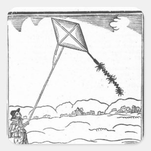 Kite Flying Quadratischer Aufkleber