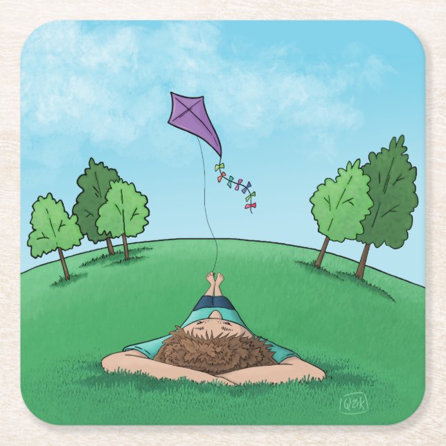 Kite Flying Square Paper Untersetzer (Vorderseite)