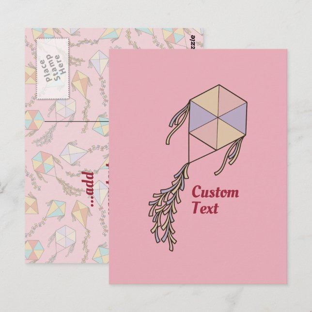 Kite Icon Pink Postkarte (Vorne/Hinten)