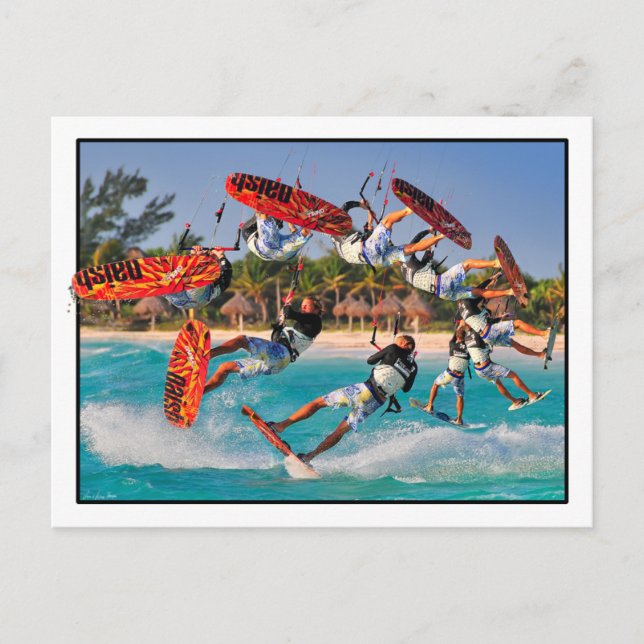 Kite Surfer Back-Roll Post Card Postkarte (Vorderseite)