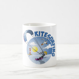 Kite surfing blue illustration  kaffeetasse