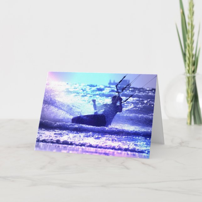 Kite Surfing Greeting Card Karte (Vorderseite)