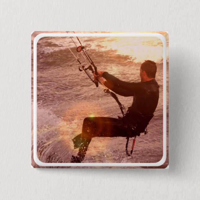 Kiteboard quadratisches Button (Vorderseite)